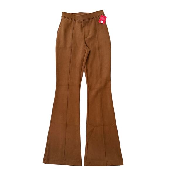 NEW Spanx Faux Suede Flare Pants Rich Caramel Brown Slimming Pull On Size Medium - Picture 4 of 10